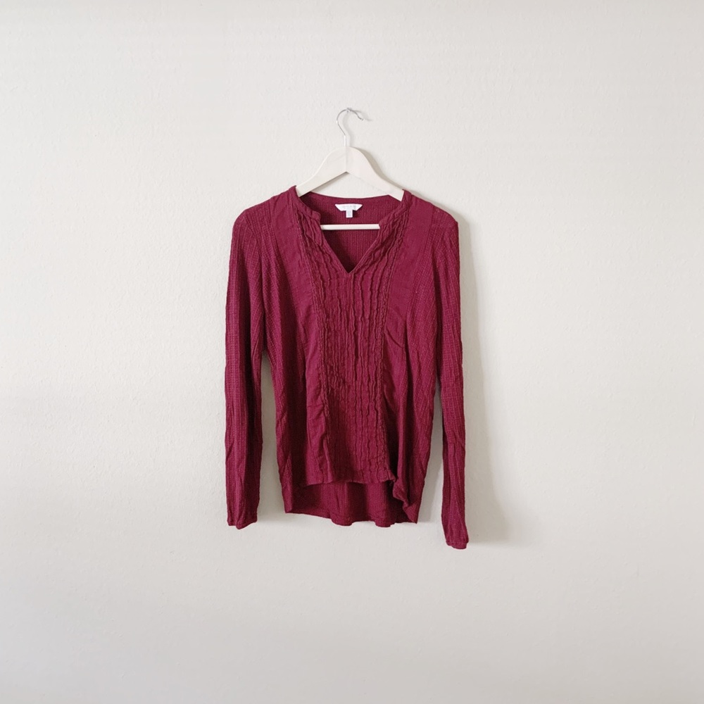 VINTAGE! LUCKY BRAND! RED BURGUNDY LONG SLEEVE  WOMEN’S BLOUSE!